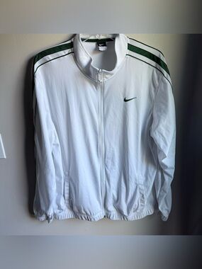 Nike Track Suit Jacket White with Green Stripes XL
